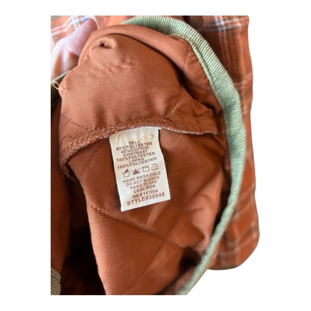 Hem & Thread Women's Rust Plaid Olive Quilted Jacket Oversized Medium - Picture 7 of 10